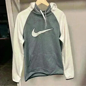 Nike Therma-Fit Womens Swoosh Colorblock Pockets Sweatshirt Hoodie Size M